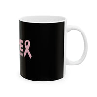 Hope Ceramic Mug #2 – “Tougher Than Tumors” Pink Ribbon Coffee Cup | Inspirational Breast Cancer Gift for Survivor, Fighter, or Caregiver | 11oz or 15oz