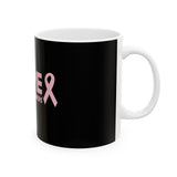 Hope Ceramic Mug #2 – “Tougher Than Tumors” Pink Ribbon Coffee Cup | Inspirational Breast Cancer Gift for Survivor, Fighter, or Caregiver | 11oz or 15oz