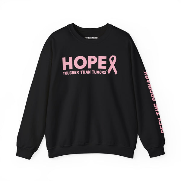 Hope & Strength Pink Ribbon Sweatshirt – “Tougher Than Tumors” Unisex Breast Cancer Awareness Crewneck | Gift for Survivors, Fighters & Supporters