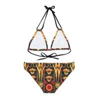 Buy Martian Merch™ | IronEagle 47 African Art Deco Strappy Bikini Set | Sun of Mars (Red, Gold, Black)