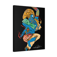Indigenous Blue – 20x24 Afrofuturistic Warrior Matte Canvas Wall Art | CIQ Designs x Buy Martian Merch™ | FSC Wood Frame | Bold Cultural Statement