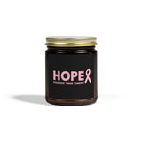 Inspirational Hope Candle – “Tougher Than Tumors” Breast Cancer Gift for Her | 4oz or 9oz Coconut Apricot Wax | Clear or Amber Glass Jar