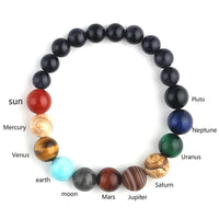 @BuyMartianJewelry | Natural Stone Solar System Bracelet – Handmade 8 Planet Beads Universe Jewelry | Unisex Chakra Energy Yoga Bracelet | Space Jewelry
