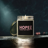 Inspirational Hope Candle – “Tougher Than Tumors” Breast Cancer Gift for Her | 4oz or 9oz Coconut Apricot Wax | Clear or Amber Glass Jar