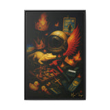 54 Mondays™ Project | Crownfall Relics – Beverly Hills Edition | Surreal Cosmic Noir Still Life | Limited Gold Max Fuega™ Signature | FSC-Certified Framed Matte Canvas