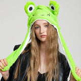 Your Fave Cosplay Merch | @BuyMartian Women's Cute Cosplay Puppy Plush Panda Dog Moving Ear Hat | Animal (Frog, Elephant, Rabbit) Halloween Hat w/ Earflap For Women