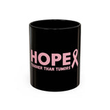 Hopeful Pink Ribbon Coffee Mug - Inspiration Gift for Cancer Survivors, Encouragement Cup, Supportive Breast Cancer Awareness