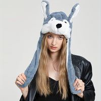 Your Fave Cosplay Merch | @BuyMartian Women's Cute Cosplay Puppy Plush Panda Dog Moving Ear Hat | Animal (Frog, Elephant, Rabbit) Halloween Hat w/ Earflap For Women