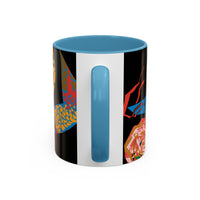 Indigenous Blue Accent Mug – Ceramic Coffee Cup with Colored Handle | CIQ Designs x Buy Martian Merch™ | Cultural Art, Dishwasher & Microwave Safe