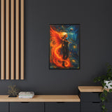 54 Mondays™ Project | Heat and Hollow – Beverly Hills Edition | Fire-Wing Warrior & Astronaut Cosmic Noir Portrait | Limited Gold Max Fuega™ Signature | FSC-Certified Framed Matte Canvas