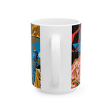 Indigenous Blue Ceramic Mug – 11oz or 15oz | Afrofuturistic Art Coffee Cup by CIQ Designs x Buy Martian Merch™ | Microwave + Dishwasher Safe