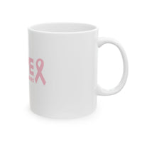 Hope Ceramic Mug – “Tougher Than Tumors” Pink Ribbon Coffee Cup | Inspirational Gift for Breast Cancer Survivors, Fighters & Caregivers | 11oz or 15oz