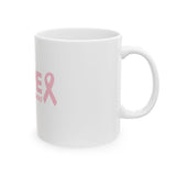 Hope Ceramic Mug – “Tougher Than Tumors” Pink Ribbon Coffee Cup | Inspirational Gift for Breast Cancer Survivors, Fighters & Caregivers | 11oz or 15oz
