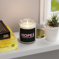 Inspirational Hope Candle – “Tougher Than Tumors” Breast Cancer Gift for Her | 4oz or 9oz Coconut Apricot Wax | Clear or Amber Glass Jar