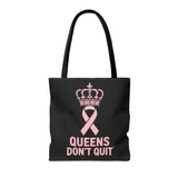 Supportive Breast Cancer Awareness Tote – Double-Sided  “Tougher Than Tumors” + “Queens Don’t Quit” Design | Gift Bag for Survivors, Fighters & Supporters