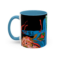 Indigenous Blue Accent Mug – Ceramic Coffee Cup with Colored Handle | CIQ Designs x Buy Martian Merch™ | Cultural Art, Dishwasher & Microwave Safe