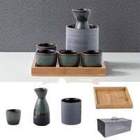 For Wine Lovers | @BuyMartianHome Elegant Japanese Ceramic Sake Cup Set with Warmer Tray | Retro-Inspired Wine Set for Spirits