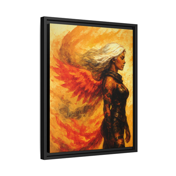 54 Mondays™ Project | Phoenix Ascendant – Beverly Hills Edition | Fire-Wing Warrior Portrait | Cosmic Noir Wall Art | Limited Gold Max Fuega™ Signature | FSC-Certified Framed Matte Canvas