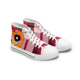 Your Fave Travel Kicks | Blossom Pink Anime Plaid Women's High-Top Canvas Sneaker