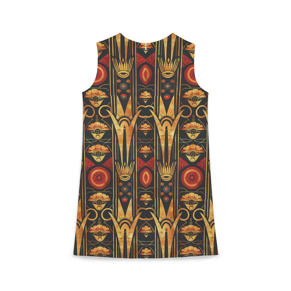 Buy Martian Merch™ | IronEagle 47 African Art Deco Women's A-line Sleeveless Dress | Sun of Mars (Red, Gold, Black)