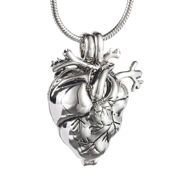 Your Fave Travel Merch | Zinc Alloy Heart Anatomical Shape Openable Ashes Memorial Necklace Pendant Perfume Bottle