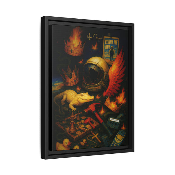 54 Mondays™ Project | Crownfall Relics – Beverly Hills Edition | Surreal Cosmic Noir Still Life | Limited Gold Max Fuega™ Signature | FSC-Certified Framed Matte Canvas