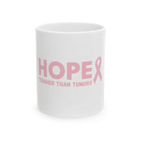 Hope Ceramic Mug – “Tougher Than Tumors” Pink Ribbon Coffee Cup | Inspirational Gift for Breast Cancer Survivors, Fighters & Caregivers | 11oz or 15oz