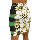 54 Mondays Project™ | Diary of an Evolved Menace™ Mid-Waist Pencil Skirt | Queen Front | Bee Stripes & Flowers Back