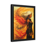 54 Mondays™ Project | Phoenix Ascendant – Beverly Hills Edition | Fire-Wing Warrior Portrait | Cosmic Noir Wall Art | Limited Gold Max Fuega™ Signature | FSC-Certified Framed Matte Canvas