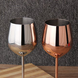 Modern Stainless Steel Wine Glasses - Silver & Rose Gold Goblets, 500ml