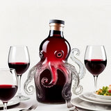 @BuyMartianHome | Octopus-Shaped Whiskey Decanter - Reusable Glass Aerator Wine Bottle with 8 Tentacles, Ocean-Themed Home Decor & Holiday Gift for Halloween Christmas, No Electricity Needed