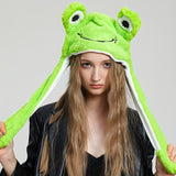 Your Fave Cosplay Merch | @BuyMartian Women's Cute Cosplay Puppy Plush Panda Dog Moving Ear Hat | Animal (Frog, Elephant, Rabbit) Halloween Hat w/ Earflap For Women