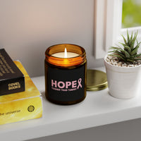 Inspirational Hope Candle – “Tougher Than Tumors” Breast Cancer Gift for Her | 4oz or 9oz Coconut Apricot Wax | Clear or Amber Glass Jar