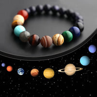 @BuyMartianJewelry | Natural Stone Solar System Bracelet – Handmade 8 Planet Beads Universe Jewelry | Unisex Chakra Energy Yoga Bracelet | Space Jewelry