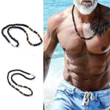 @BuyMartianJewelry | Men's Volcanic Rock Texture Black Matte Ethnic Style Necklace | Gift For Men