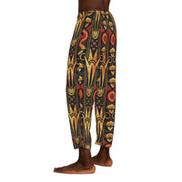 Buy Martian Merch™ | IronEagle 47 African Art Deco Men's Pajama Pants (Loose Fit) | Sun of Mars (Red, Gold, Black)