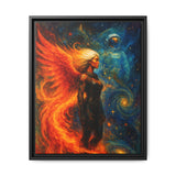 54 Mondays™ Project | Heat and Hollow – Beverly Hills Edition | Fire-Wing Warrior & Astronaut Cosmic Noir Portrait | Limited Gold Max Fuega™ Signature | FSC-Certified Framed Matte Canvas