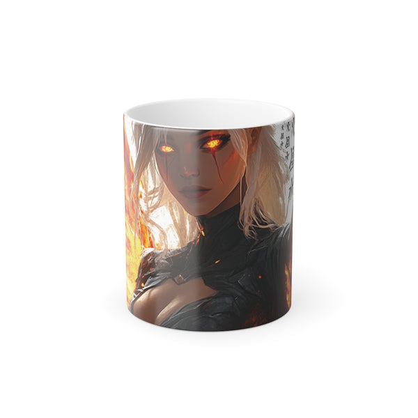 54 Mondays Project™ | The Saucy Martian™ | BattleScar Galactica™ Color Morphing Mug, 11oz | (@AI_FusionPhoenix Anime Variation 001)