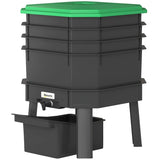 @MaxGardenGalax | 4-Tray Worm Composter Bin, 7.4 Gal Indoor Outdoor Food Waste Recycler with Lid, Ventilated Stackable Worm Farm Compost System, Dark Green