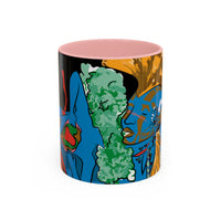Indigenous Blue Accent Mug – Ceramic Coffee Cup with Colored Handle | CIQ Designs x Buy Martian Merch™ | Cultural Art, Dishwasher & Microwave Safe
