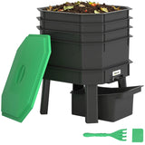 @MaxGardenGalax | 4-Tray Worm Composter Bin, 7.4 Gal Indoor Outdoor Food Waste Recycler with Lid, Ventilated Stackable Worm Farm Compost System, Dark Green