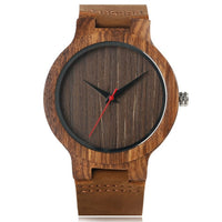 Men's Modern Minimalist Quality Fashion Wristwatch For All Occasions | Analog Bamboo Nature Wood Watch | Genuine Leather Band | Gift For Men