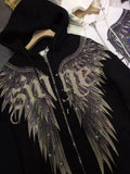@BuyMartian | JATQ Oversized Angel Wing Zip Hoodie Jacket for Women – Retro Streetwear Hooded Sweatshirt in Black or White