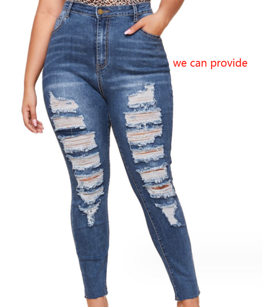 Women's Distressed Skinny True Denim Jeans | High Elastic Pencil Pants with Holes | Plus Size Available (Asian Sizes See Chart)  | Gift for Women