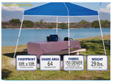 10x10 Pop Up Canopy Tent – Blue Slant Leg Steel Frame w/ Wheeled Bag, UV 50+ Outdoor Shade Shelter
