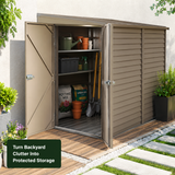@MaxGardenGalax | Brown Galvanized Steel Outdoor Garden Shed | 38 Sq Ft Backyard Tool Storage with Lockable Door | US Shipping | Limited Stock