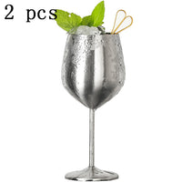 Modern Stainless Steel Wine Glasses - Silver & Rose Gold Goblets, 500ml