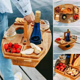 Charcuterie Wooden Wine Rack Outdoor Indoor Picnic Table | Fruit Table | Portable Detachable Wine Glass Rack | Multi-layer Food Rack