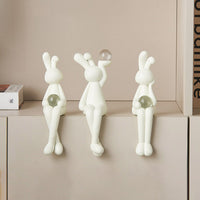 Popular Modern Luxury Rabbit Decor | Electroplated Silver | White Rabbit | Silver Rabbit | Living Room | Office | Study | Bedroom | Display Art