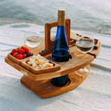 Charcuterie Wooden Wine Rack Outdoor Indoor Picnic Table | Fruit Table | Portable Detachable Wine Glass Rack | Multi-layer Food Rack